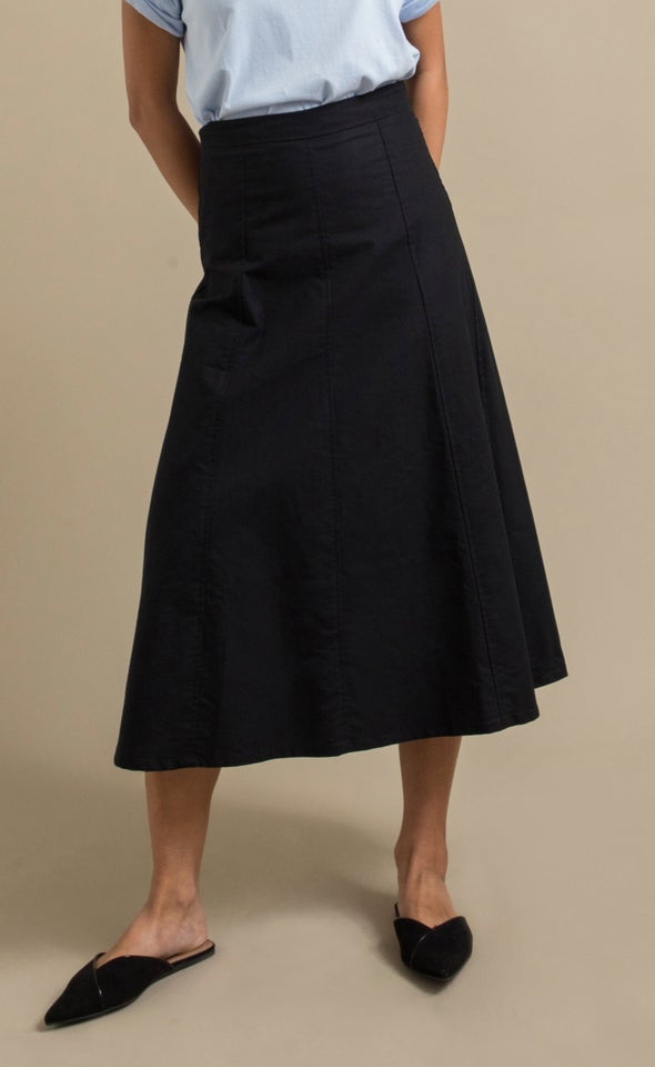 A Line Chambray Skirt Black