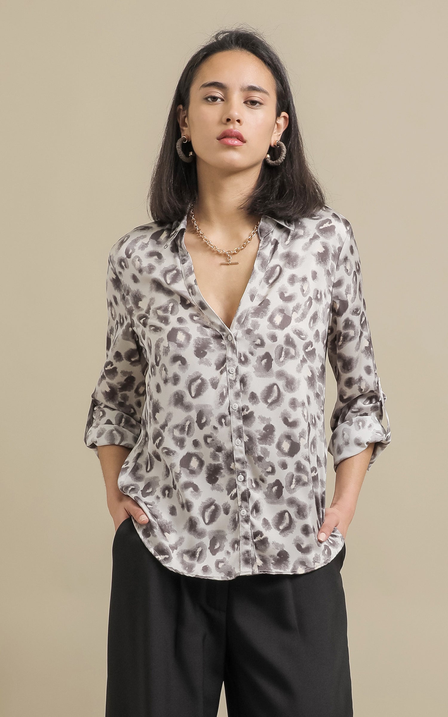 Animal Print Satin Shirt Pagani