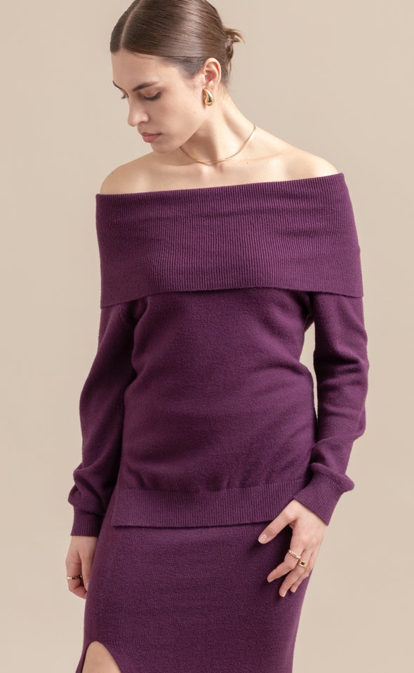 Bardot Sweater Aubergine
