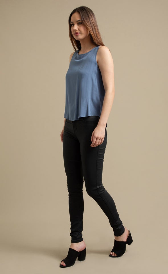 Basic Rayon Tank Top Slate Blue