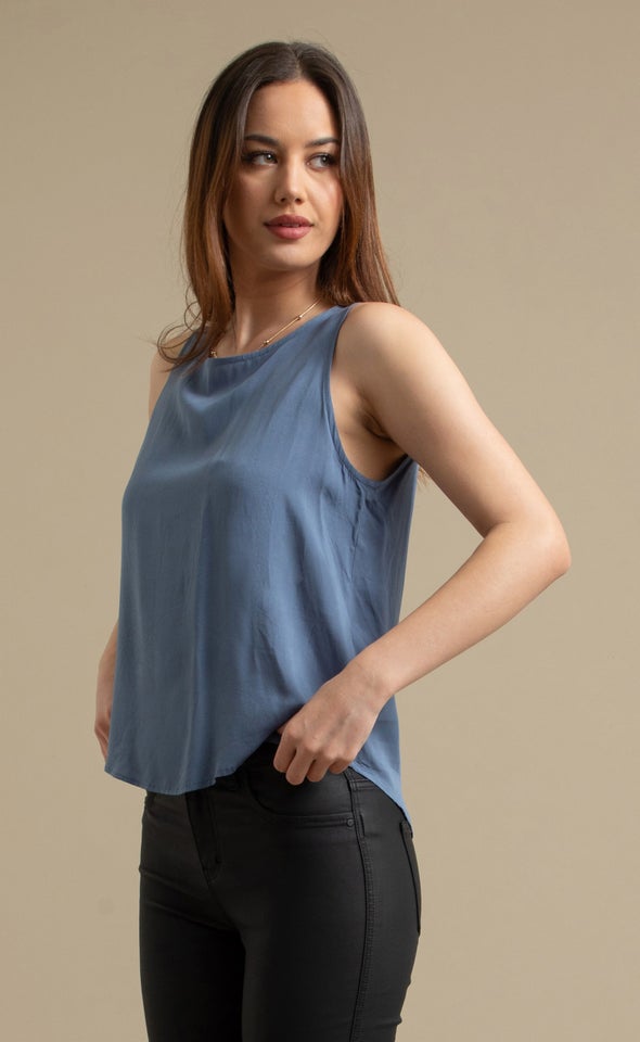 Basic Rayon Tank Top Slate Blue