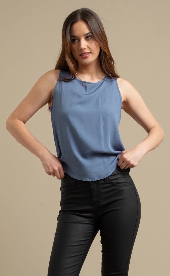 Basic Rayon Tank Top Slate Blue