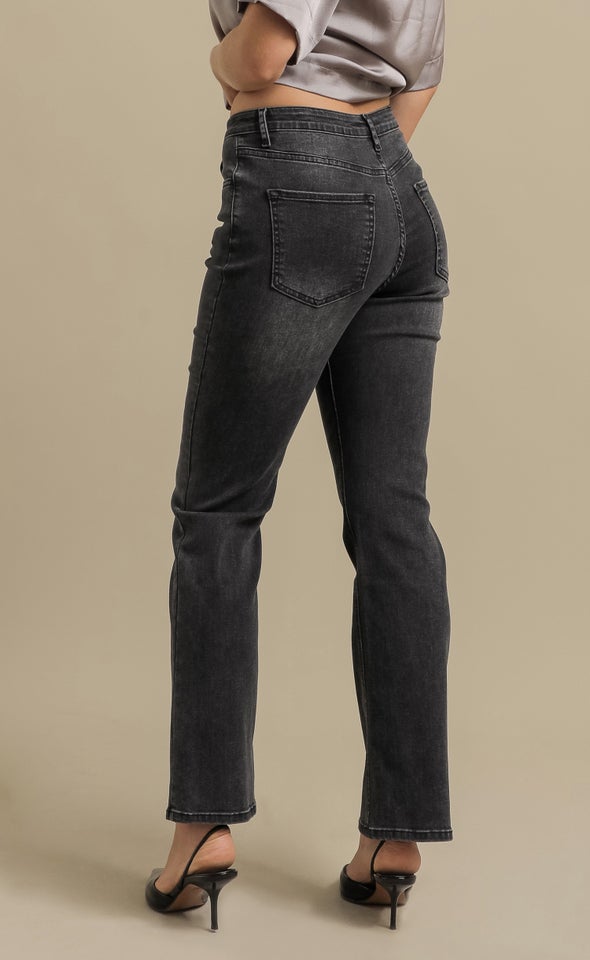 Black Washed Flare Jeans Black