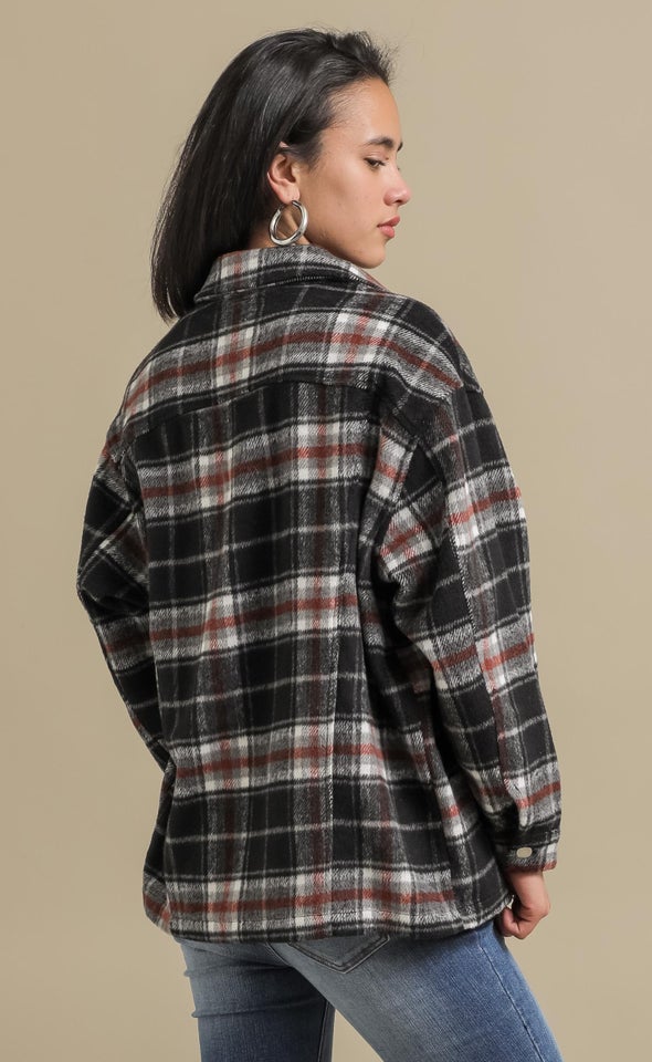 Brushed Checked Shacket Blk/check