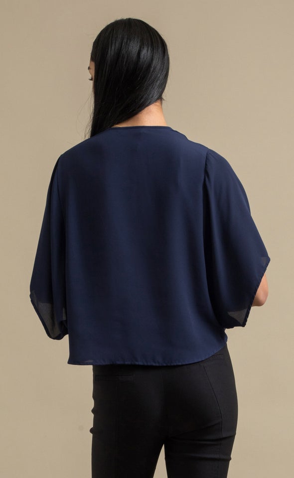 CDC Drape Cowl Neck Tee Navy