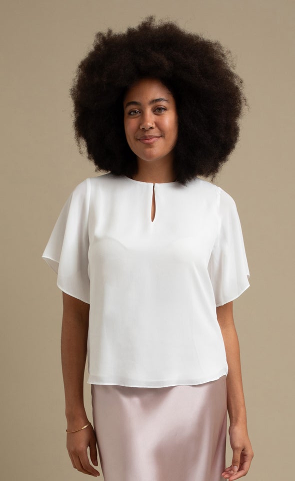 CDC Fluted Sleeve Top Cream