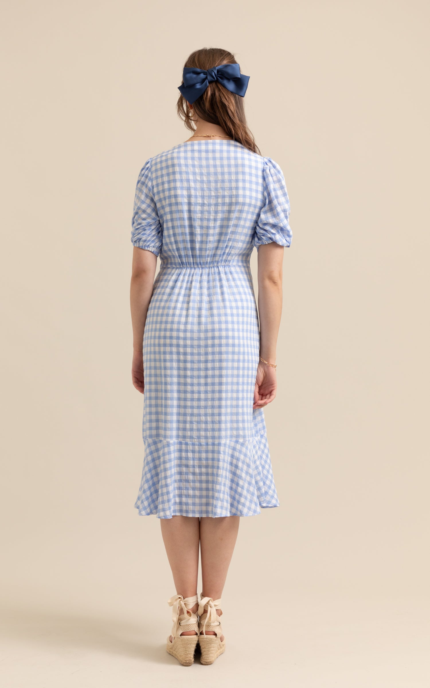 Gingham button shop down dress