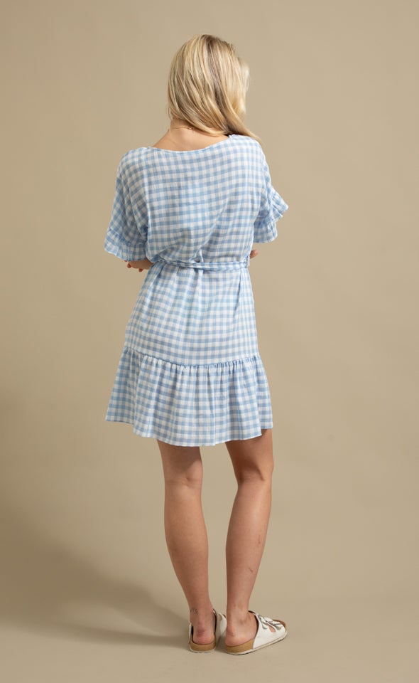 CDC Gingham T-Shirt Dress Cream/blue