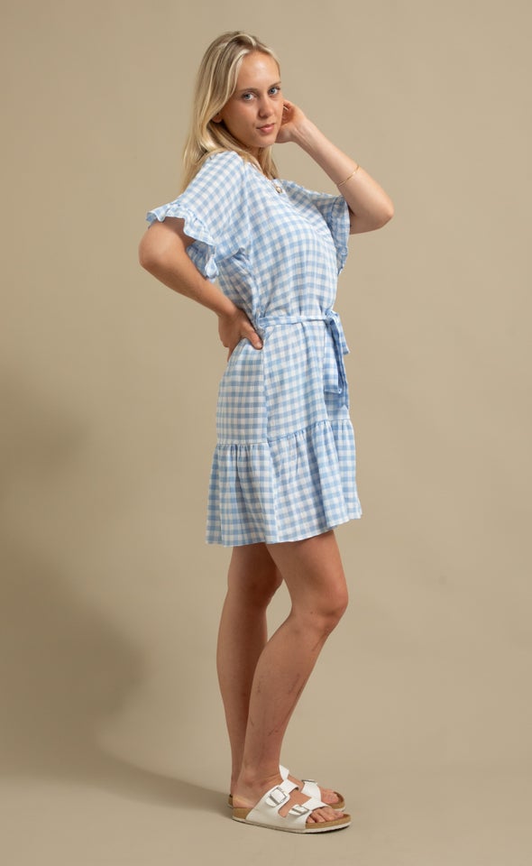 CDC Gingham T-Shirt Dress Cream/blue