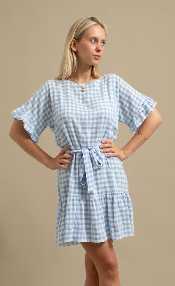 CDC Gingham T-Shirt Dress Cream/blue