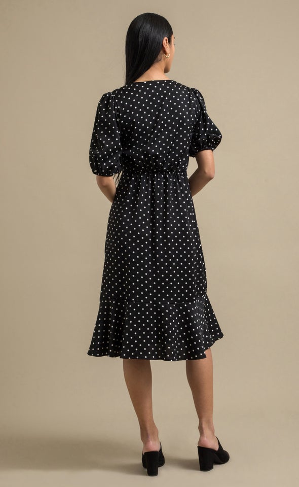 CDC Polka Dot Button Front Dress Black/polka Dot