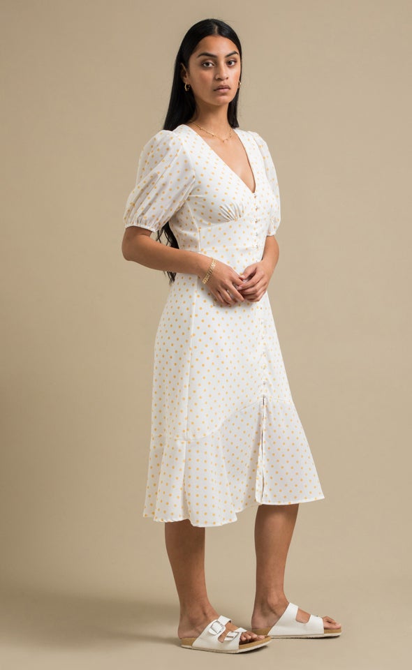 CDC Polka Dot Button Front Dress Cream/polka Dot