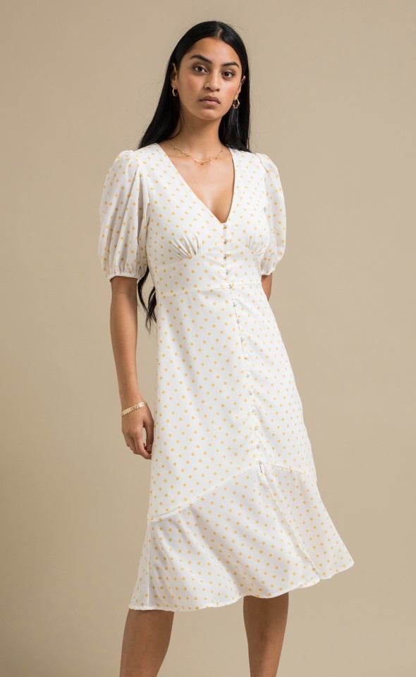 CDC Polka Dot Button Front Dress Cream/polka Dot