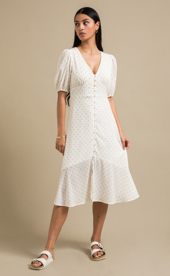 CDC Polka Dot Button Front Dress Cream/polka Dot