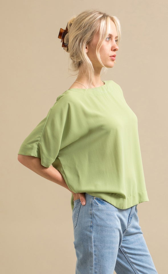 CDC Short Sleeve Tie Detail Top Apple