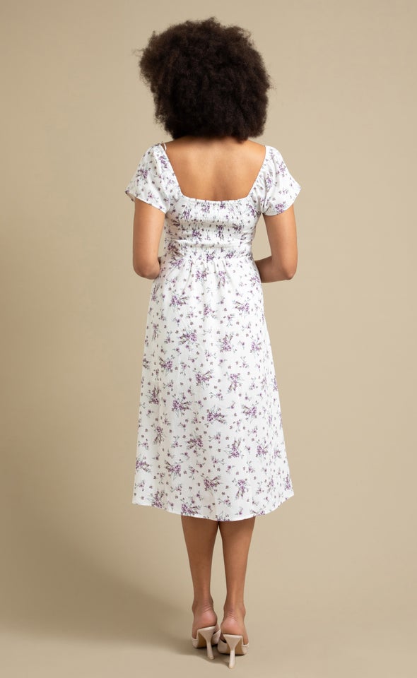 CDC Sweetheart Midi Dress Cream/purple