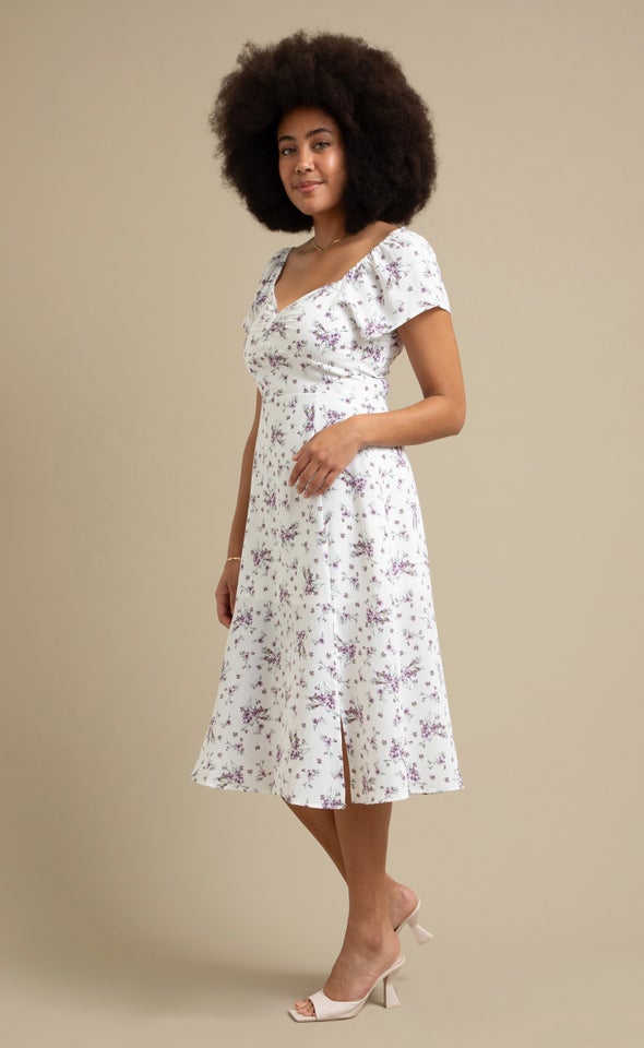 CDC Sweetheart Midi Dress Cream/purple