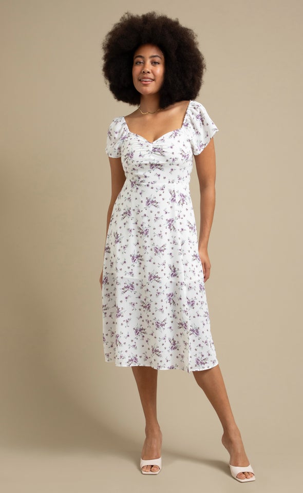 CDC Sweetheart Midi Dress Cream/purple