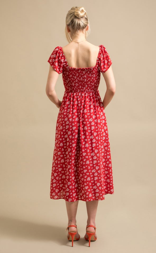 CDC Sweetheart Midi Dress Red/cream