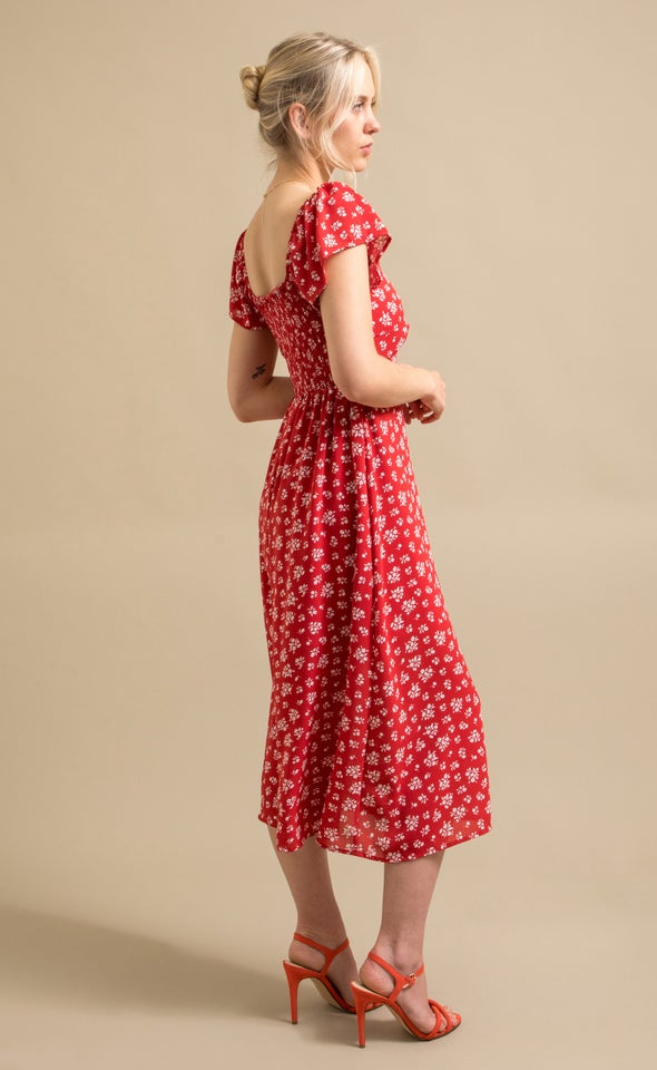 CDC Sweetheart Midi Dress Red/cream