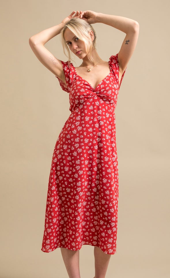 CDC Sweetheart Midi Dress Red/cream