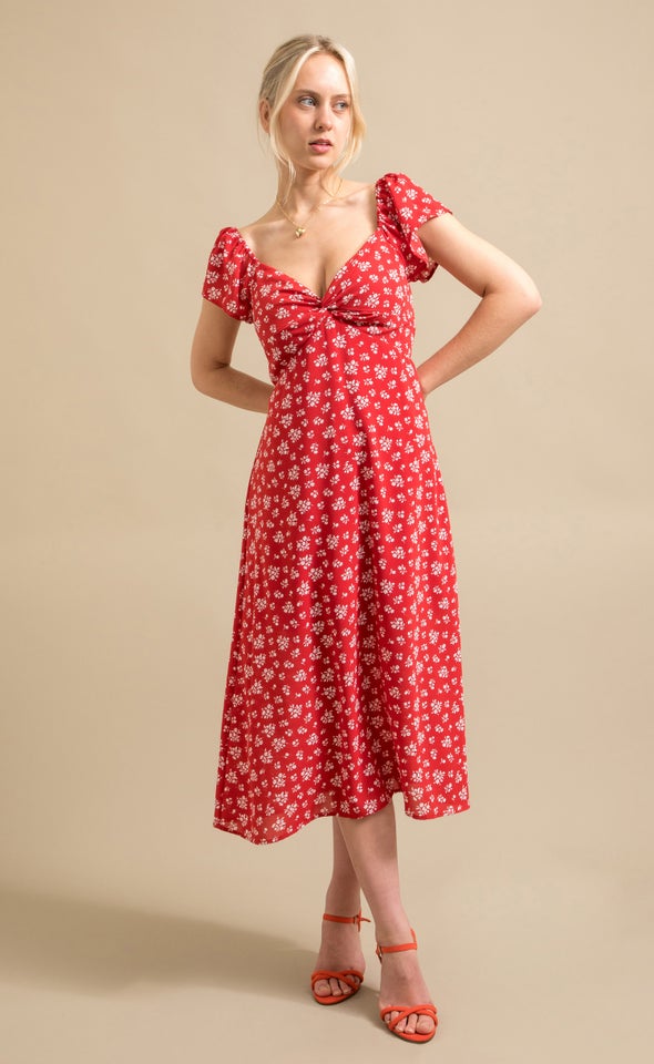 CDC Sweetheart Midi Dress Red/cream