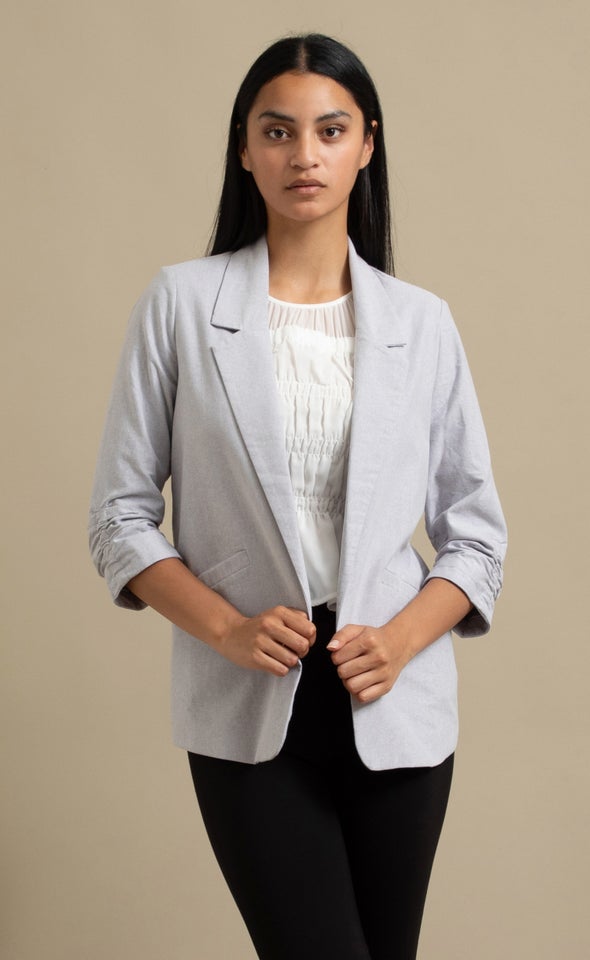 Chambray Look Blazer Charcoal