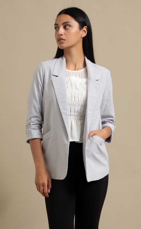 Chambray Look Blazer Charcoal