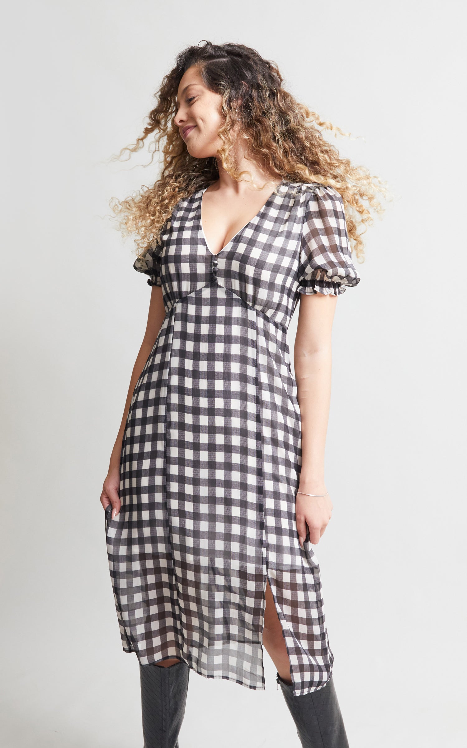 Chiffon Button Front Midi Dress | Pagani