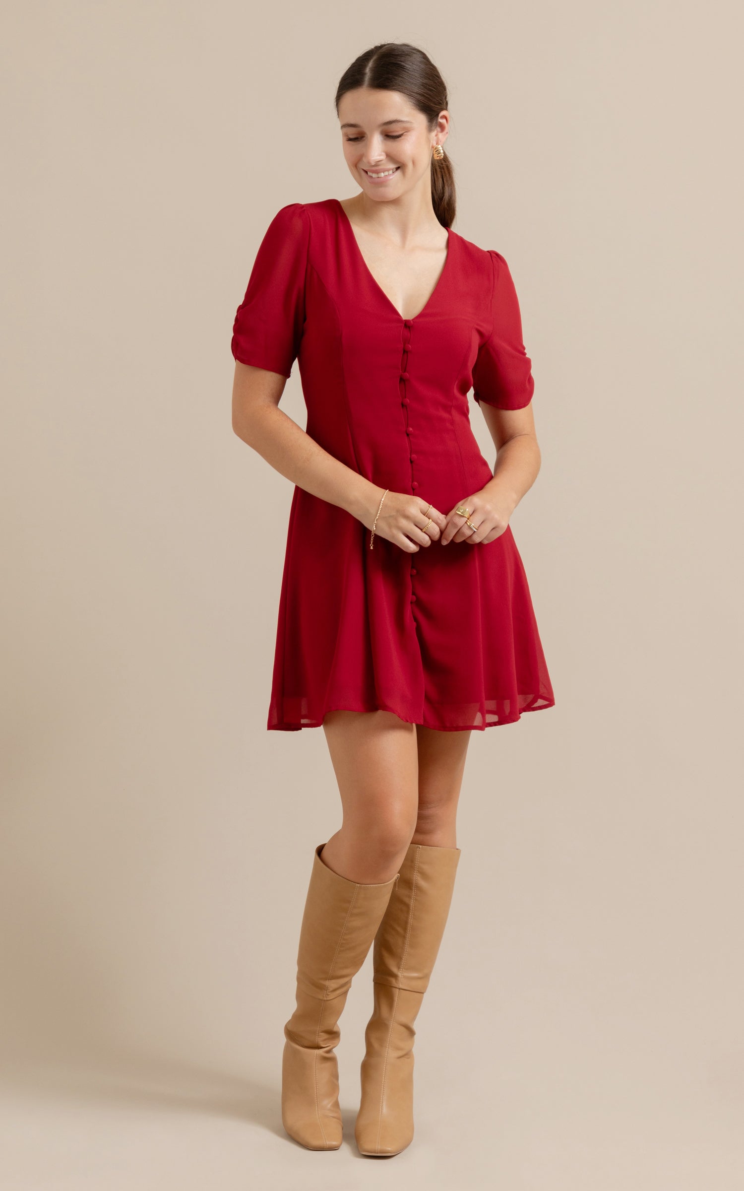 Button front skater store dress