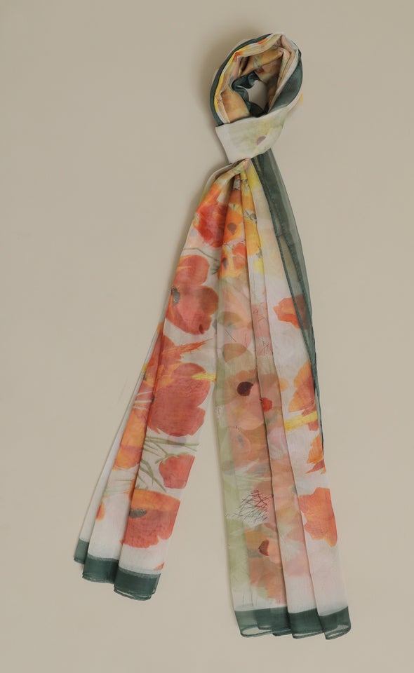 Chiffon Floral Print Scarf Multi