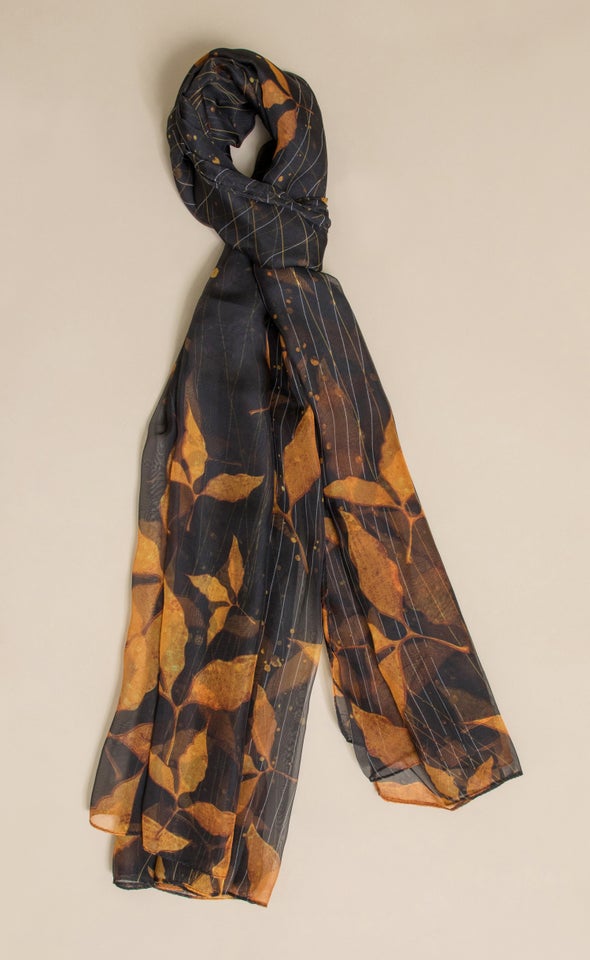 Chiffon Leaf Print Scarf Multi