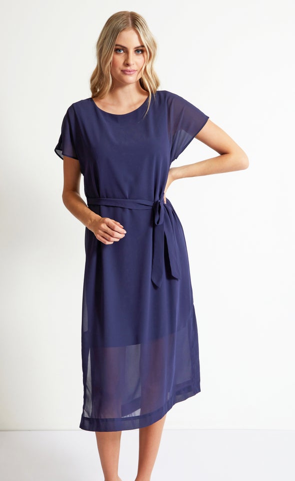 Chiffon Loose Fit Midi Dress | Pagani