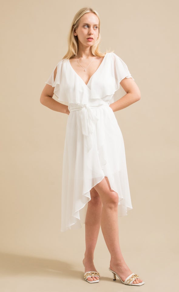 Chiffon Open Sleeve Dress Cream