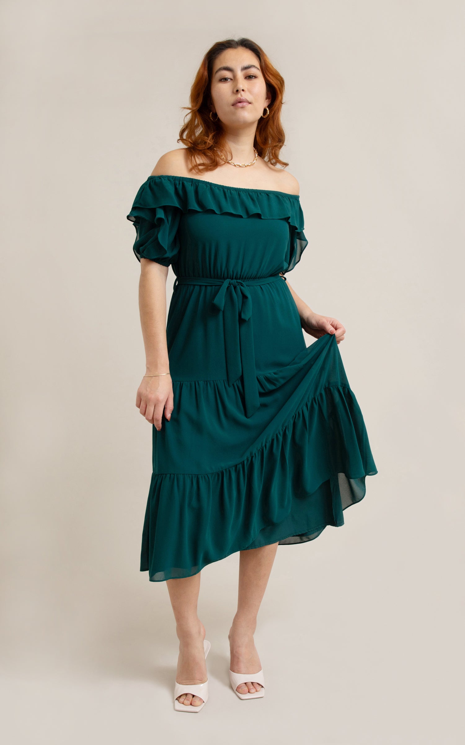 Chiffon ruffle clearance dress