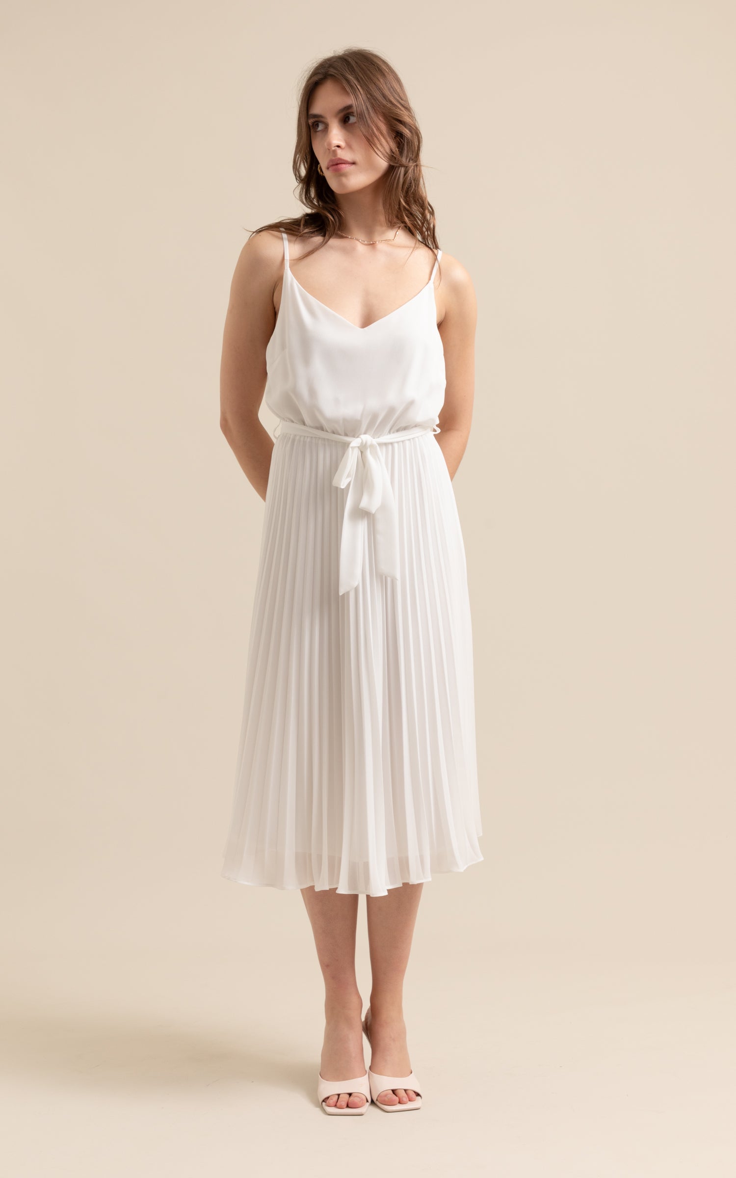 Strappy clearance pleated dress