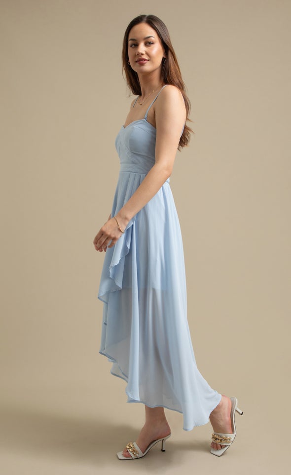 Chiffon Sweetheart Fishtail Maxi Soft Blue