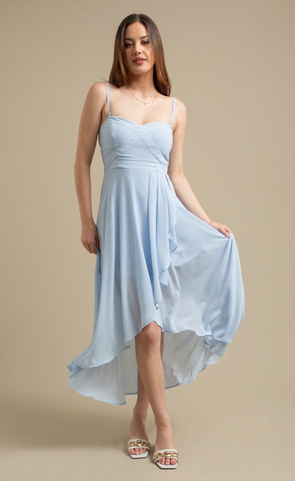 Chiffon Sweetheart Fishtail Maxi Soft Blue