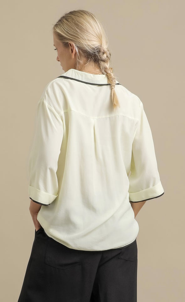 Contrast Binding Lyocell Shirt Lemon