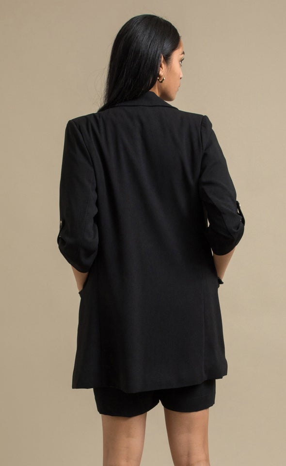 Crepe Suiting Longline Jacket Black