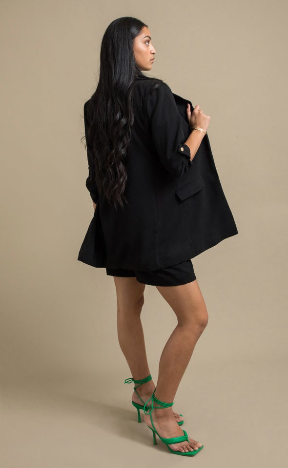 Crepe Suiting Longline Jacket Black