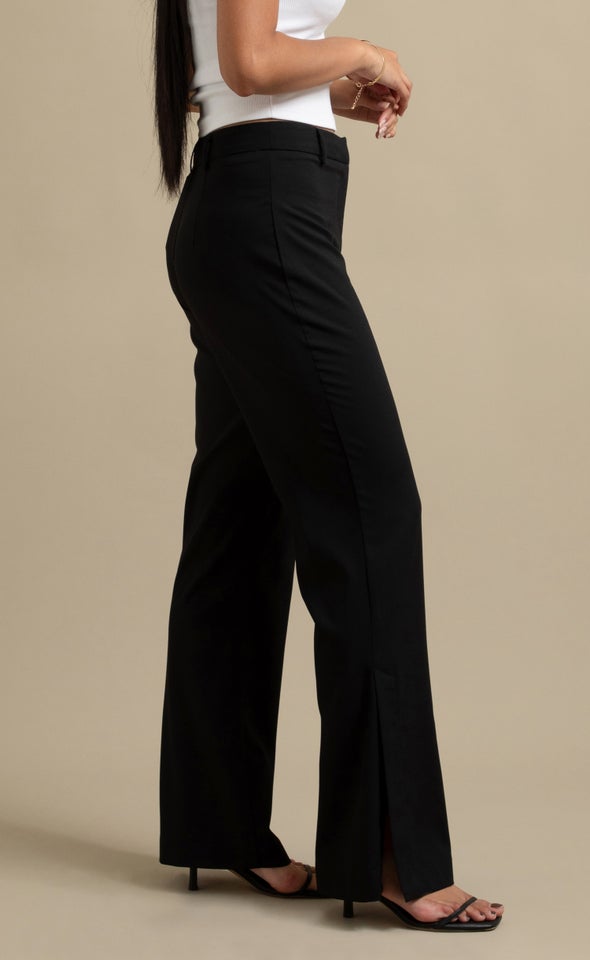 Crepe Suiting Side Split Pants Black