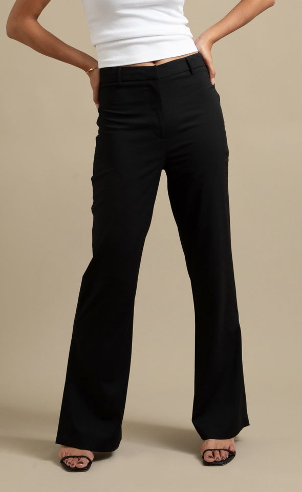 Crepe Suiting Side Split Pants Black