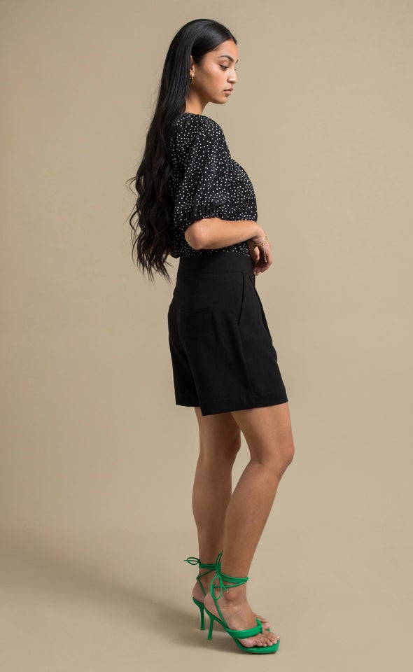 Crepe Suiting Tailored Shorts Black