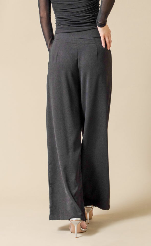 Crepe Suiting Wide Leg Pants Black