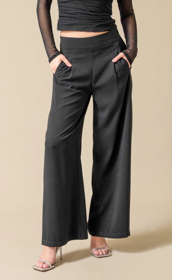 Crepe Suiting Wide Leg Pants Black