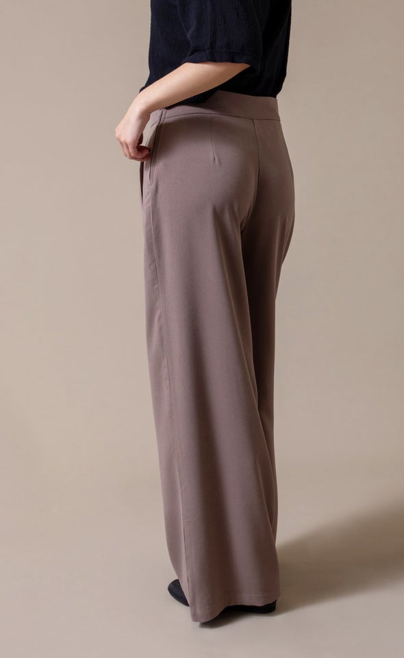 Crepe Suiting Wide Leg Pants Mushroom