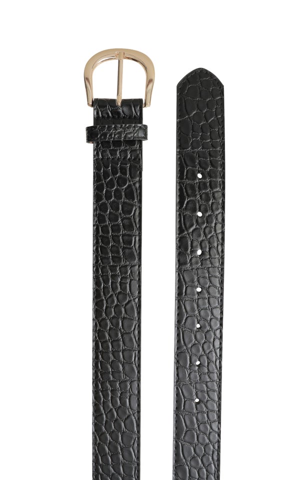 Croc Jean Belt Gold/black