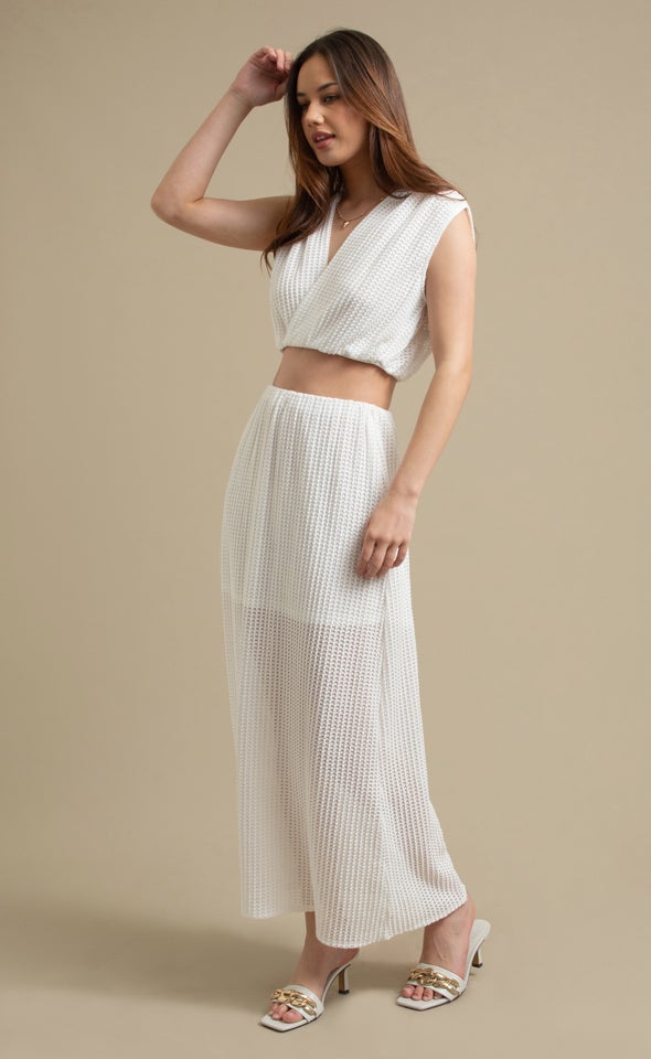 Crochet Lace Maxi Skirt Cream