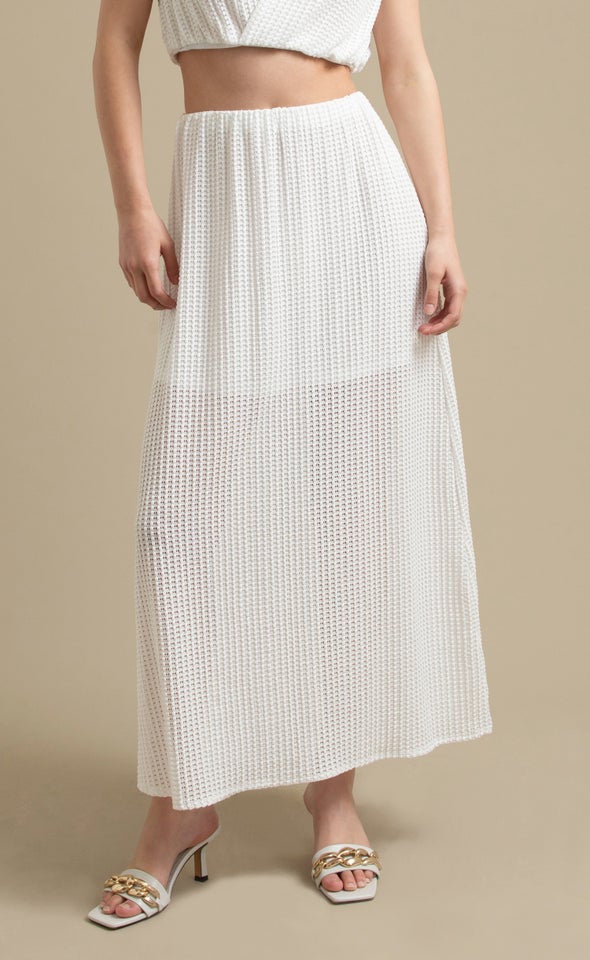 Crochet Lace Maxi Skirt Cream